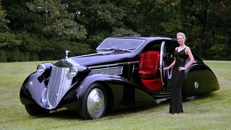 Woman with Vintage Car — Black, Serene, Afternoon, Photograph