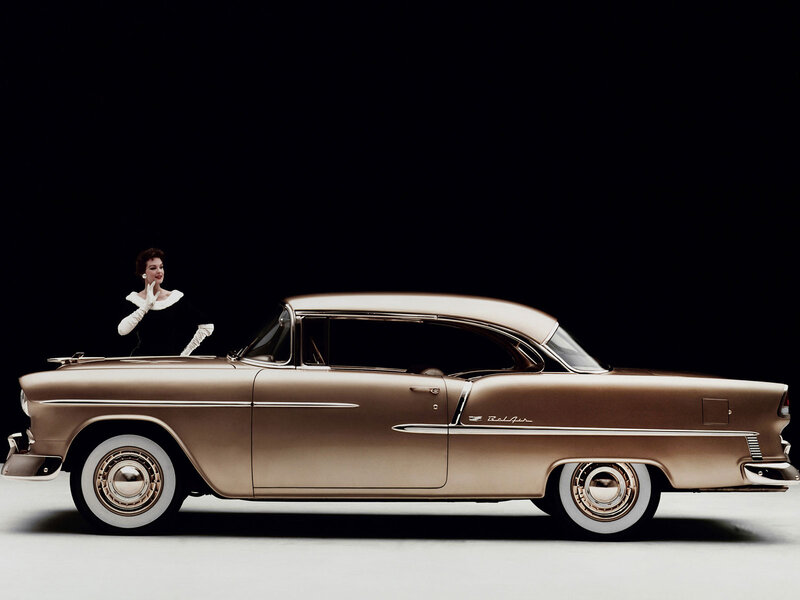 Woman with Vintage Car — Gold