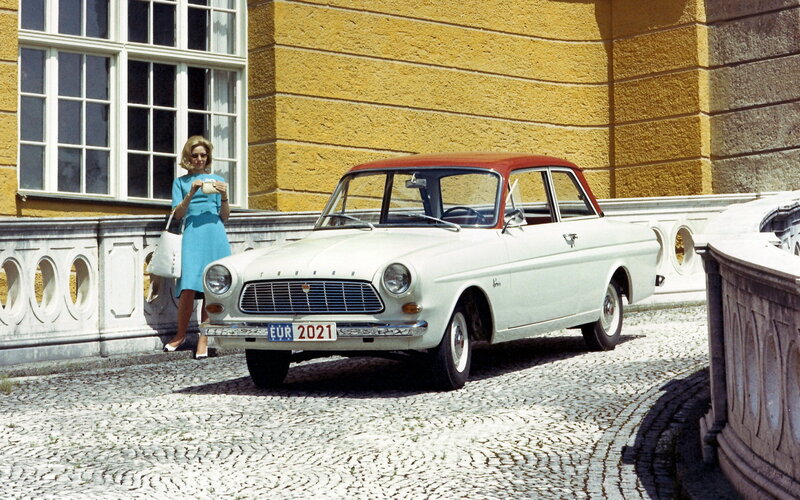 Woman with Vintage Car — White