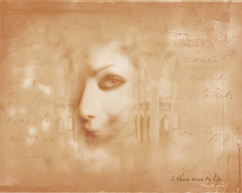 woman with vintage lettering
