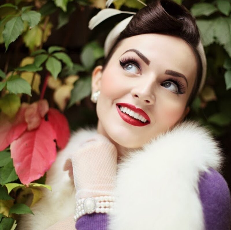 Woman with Vintage Makeup — White