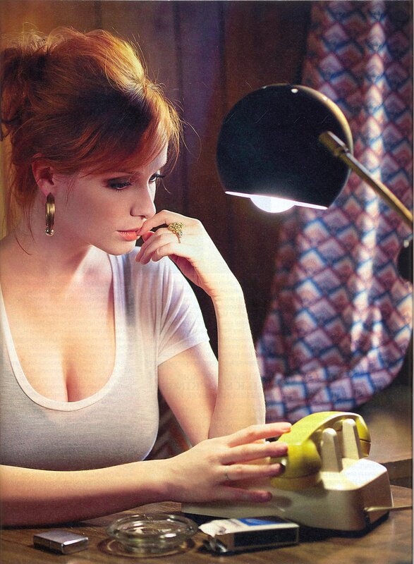 woman with vintage phone