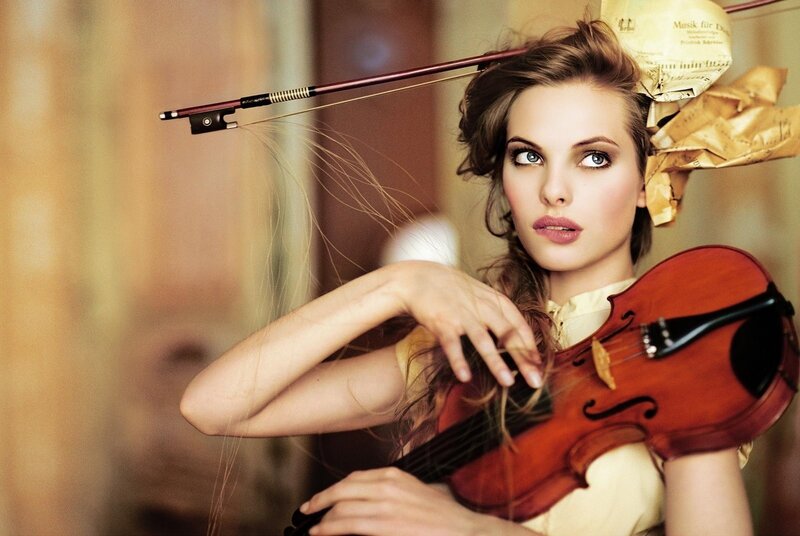 woman with violin and bow