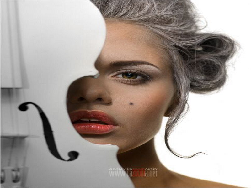 woman with violin cutout