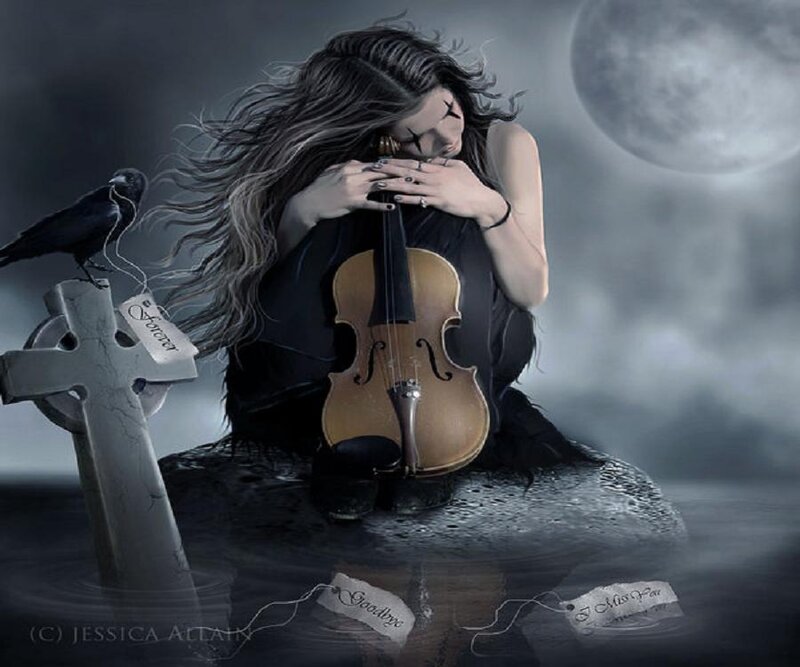 Woman with Violin — Gray