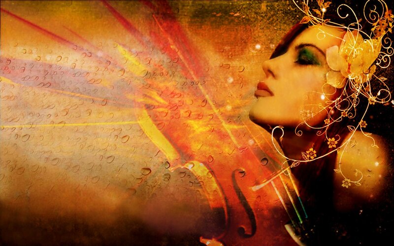 Woman with Violin — Orange
