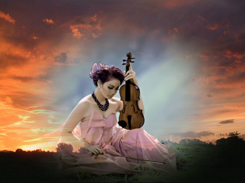 Woman with Violin — Pink
