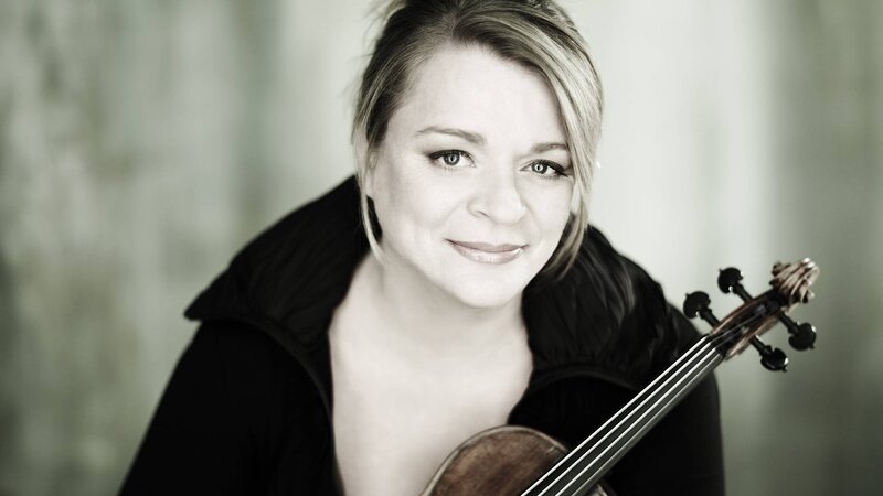 woman with violin portrait