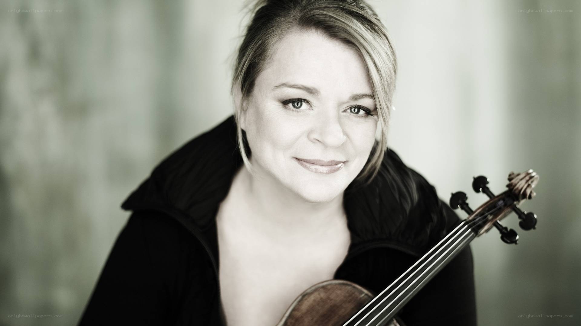 woman with violin portrait