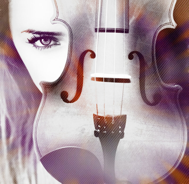 Woman with Violin — Purple, Dramatic