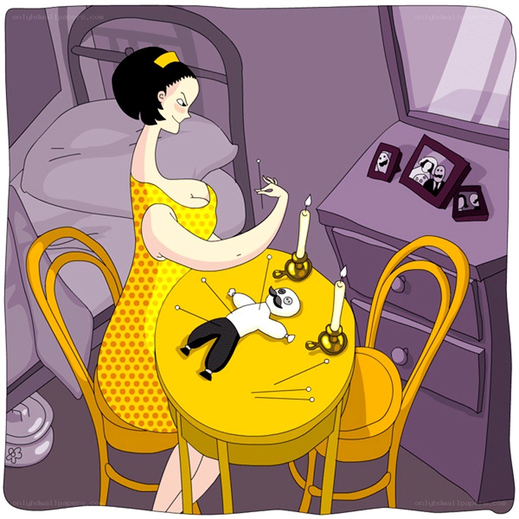 Woman with voodoo doll