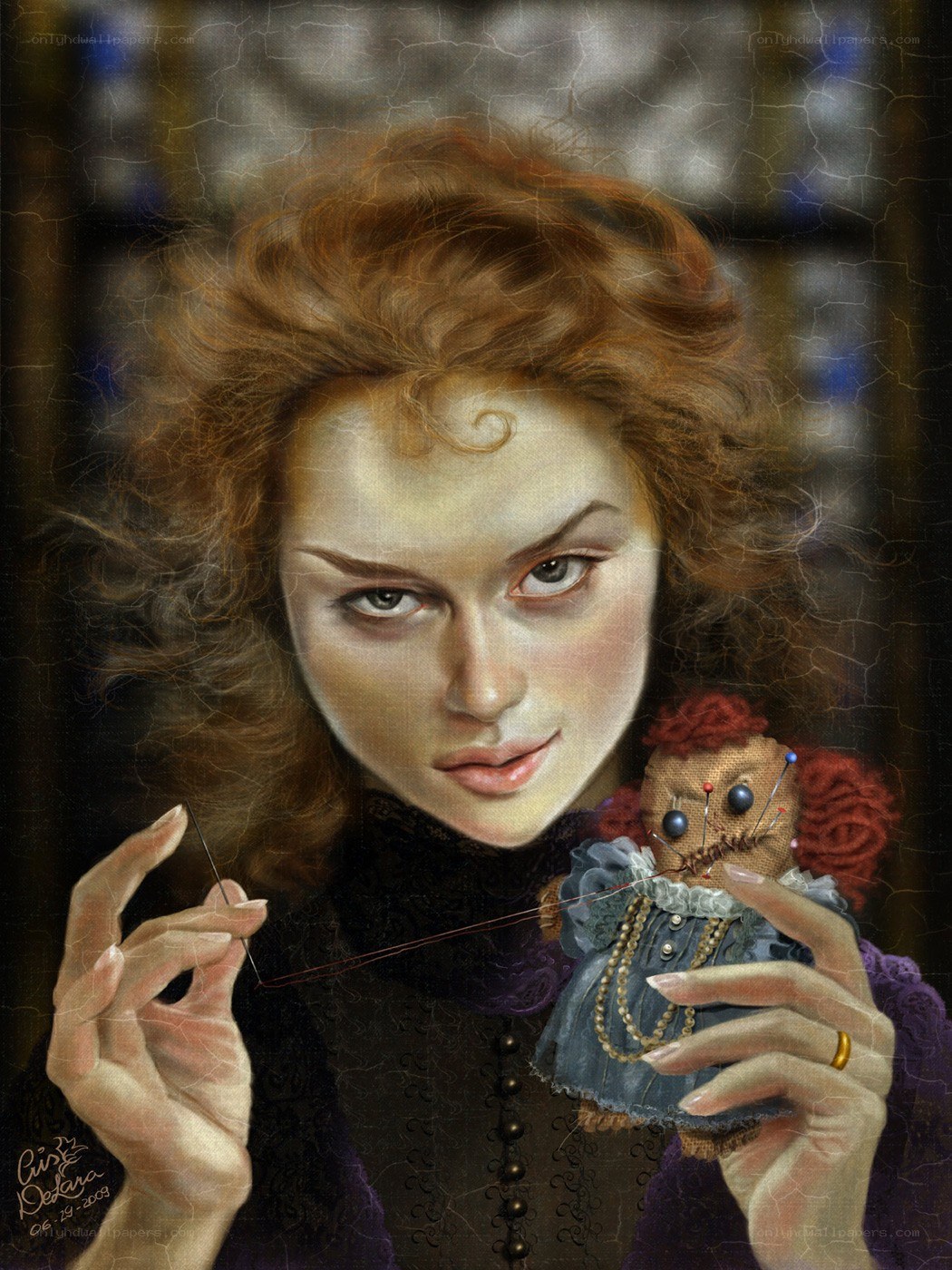 Woman with voodoo doll