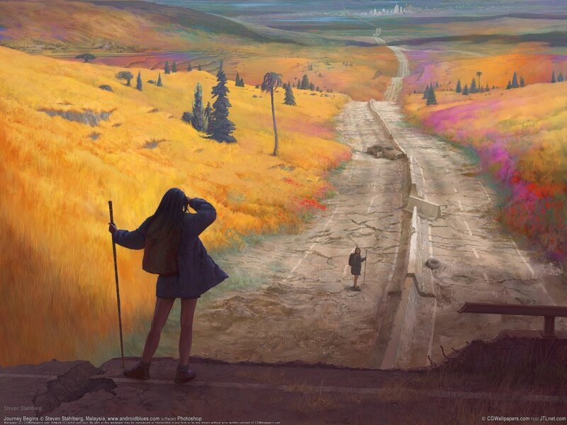 Woman with Walking Stick