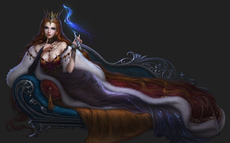 Woman with Wand on Chaise