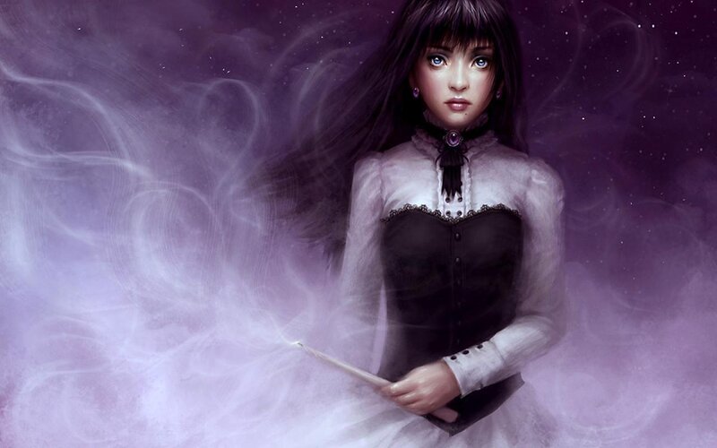 Woman with Wand — Purple, Dramatic, Night