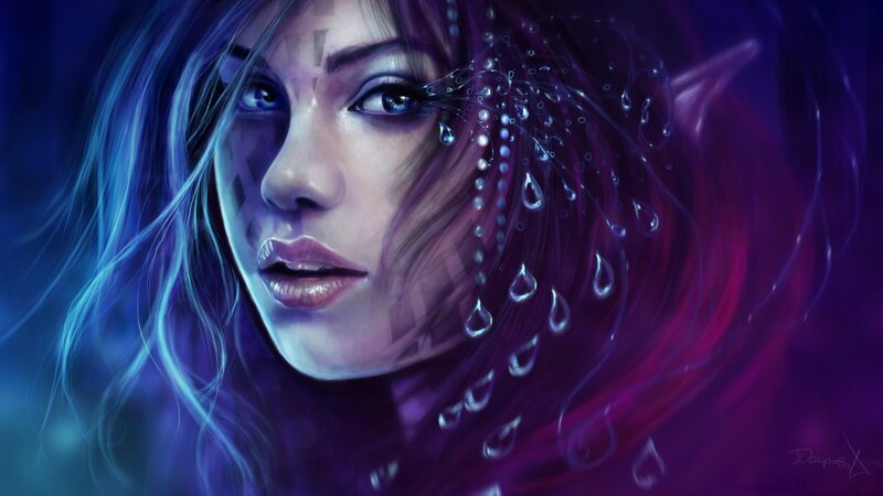 woman with water droplets