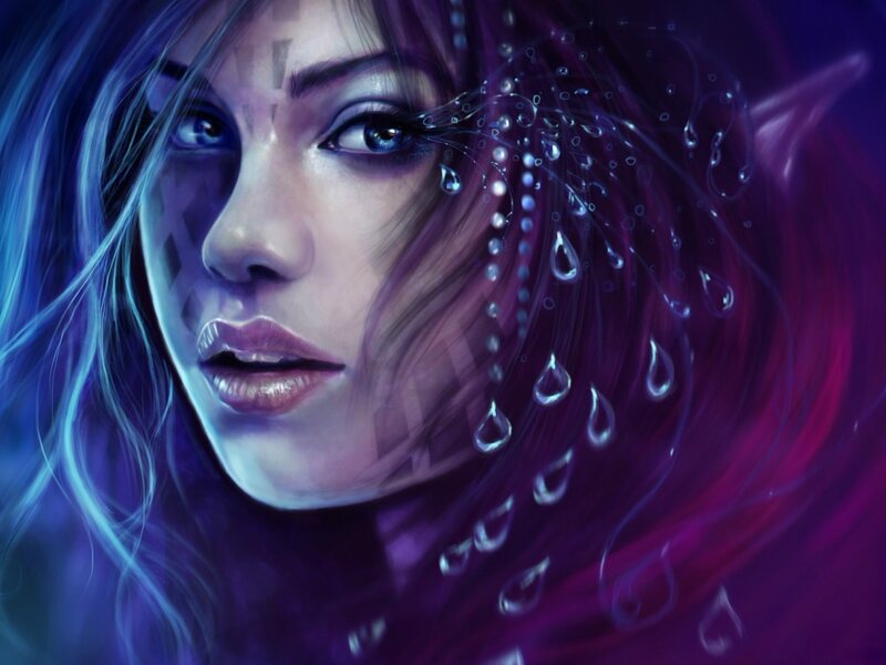 Woman with Water Droplets — Purple
