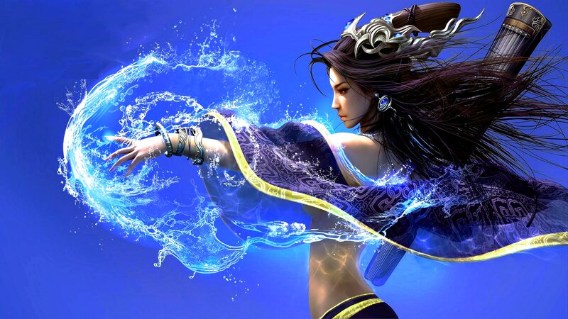Woman with Water Magic — Blue