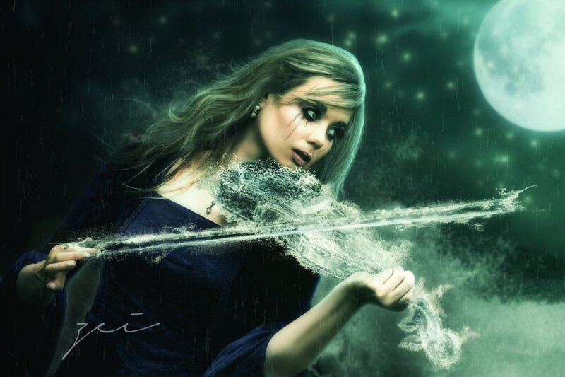 Woman with Water Magic — Green