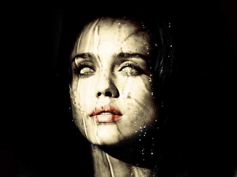 woman with water on face