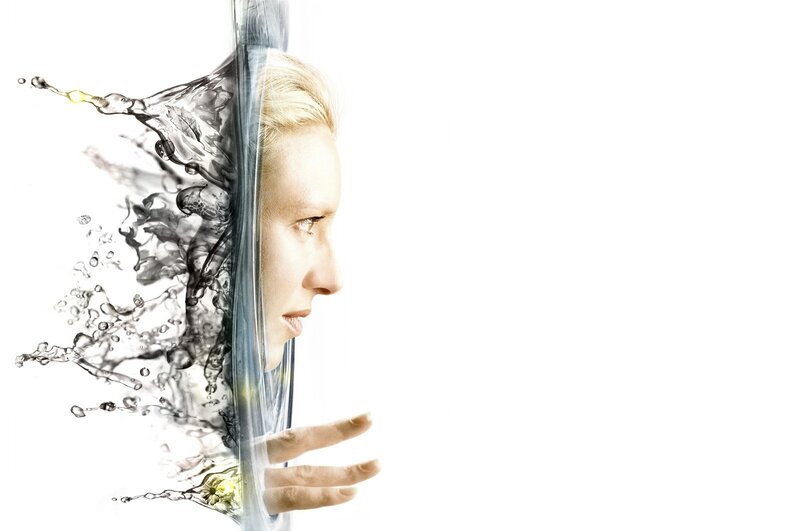 Woman with Water Splash — White