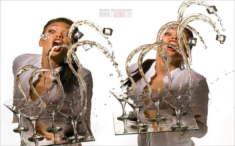 Woman with Water Splashing — White