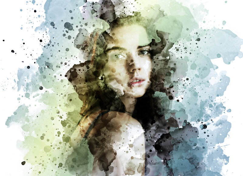 Woman with Watercolor Effect