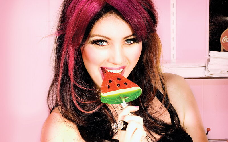 Woman with Watermelon Lollipop