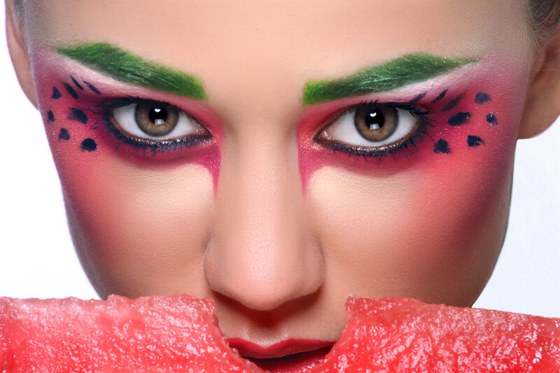 Woman with Watermelon Makeup