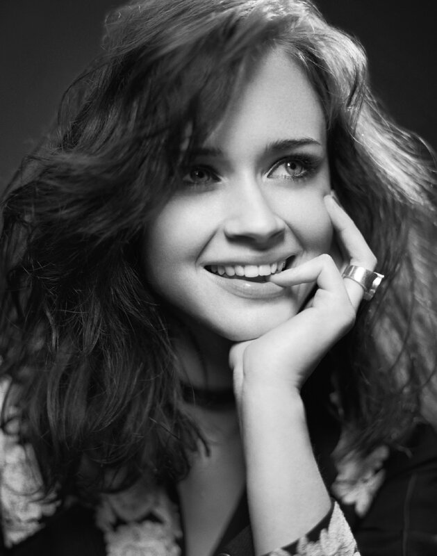Woman with Wavy Hair — Black, Smiling, Photograph