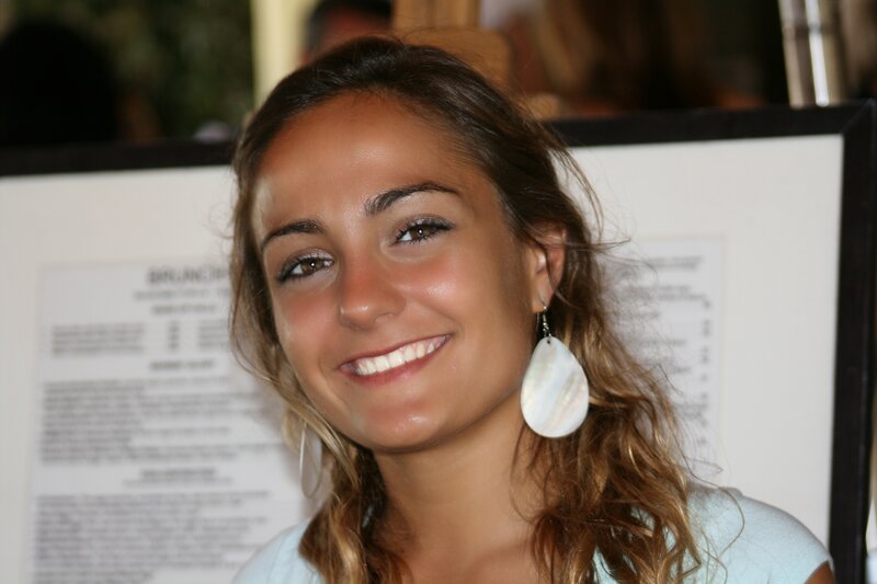 Woman with Wavy Hair — Brown, Happy, Photograph, Earrings