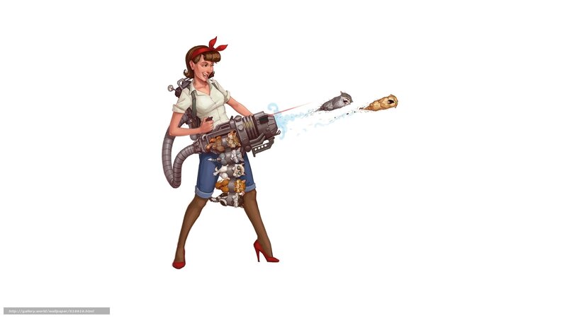 woman with weapon and animals