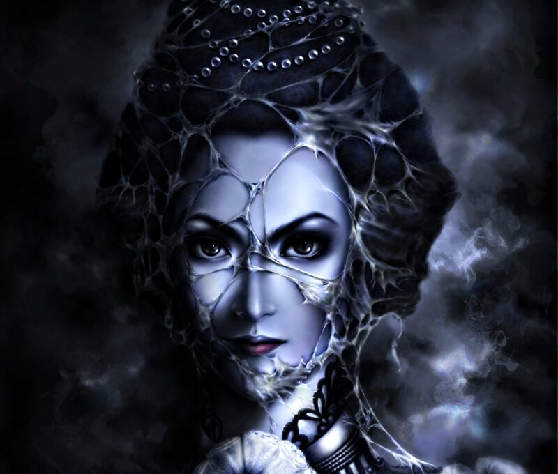 Woman with Web-covered Face