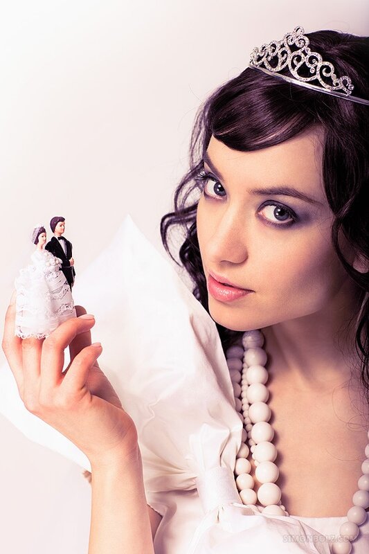 woman with wedding figurines