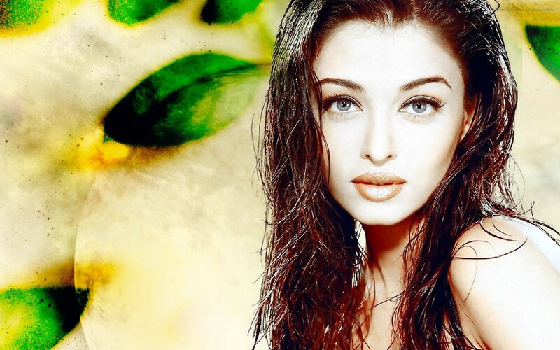 woman with wet hair and green background