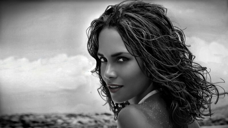 Woman with Wet Hair — Black, Dramatic, Photograph, Beach