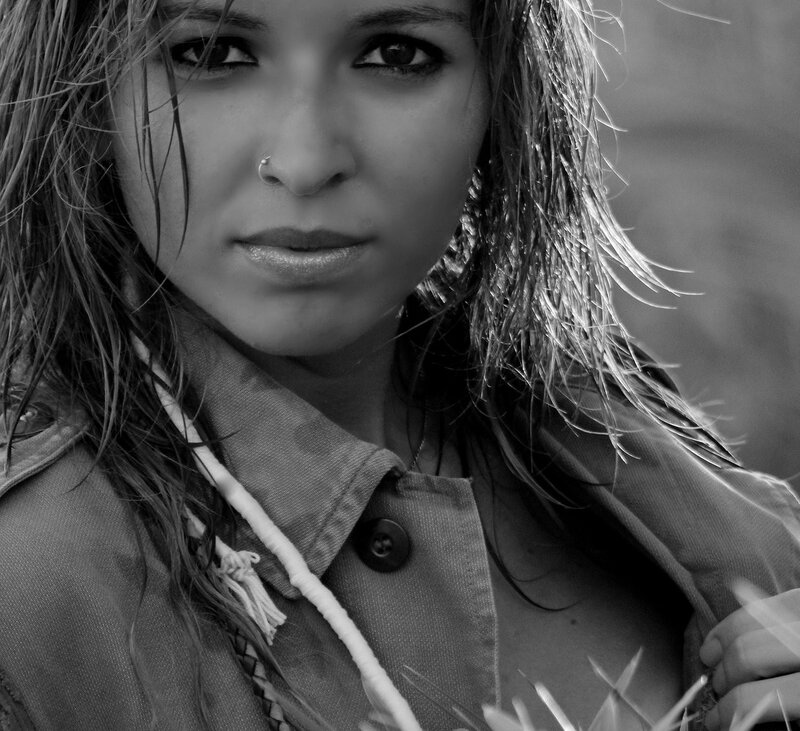 Woman with Wet Hair — Black, Dramatic, Photograph, Coat