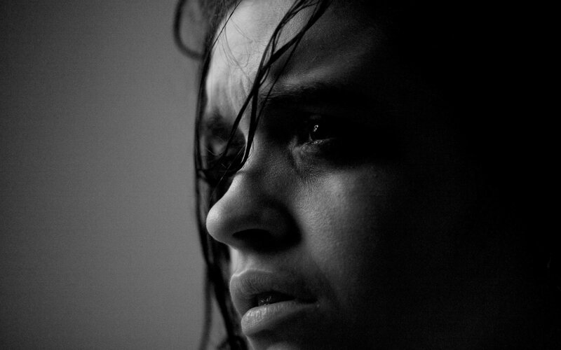 Woman with Wet Hair — Black, Dramatic, Photograph, Face, White
