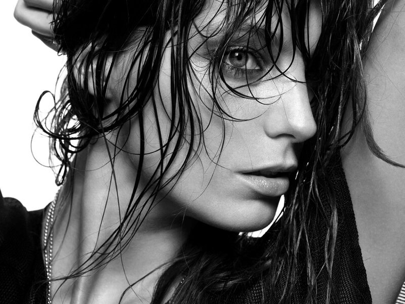 Woman with Wet Hair — Black, Dramatic, Photograph, Necklace, Black Clothing