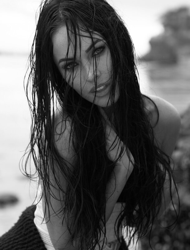Woman with Wet Hair — Black, Dramatic, Photograph, Ocean