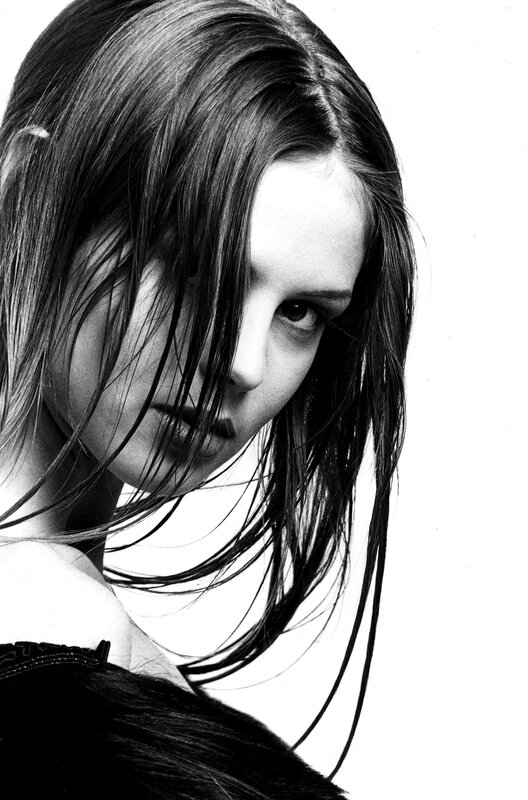 Woman with Wet Hair — Black, Dramatic, Photograph, Shoulder, Face