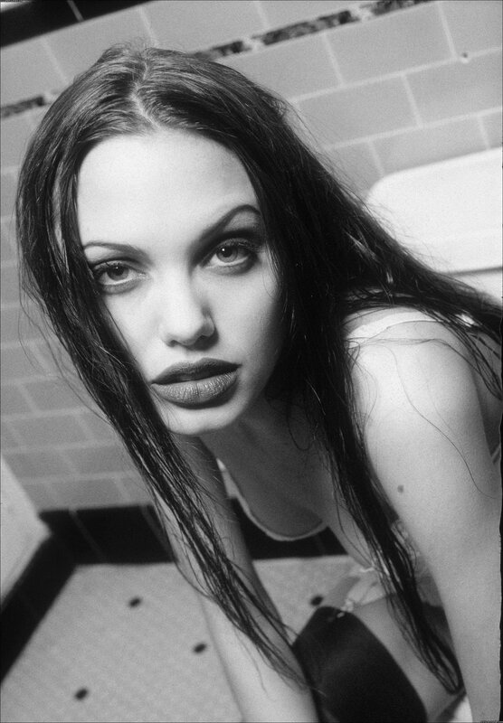 Woman with Wet Hair — Black, Dramatic, Photograph, Tiled Wall