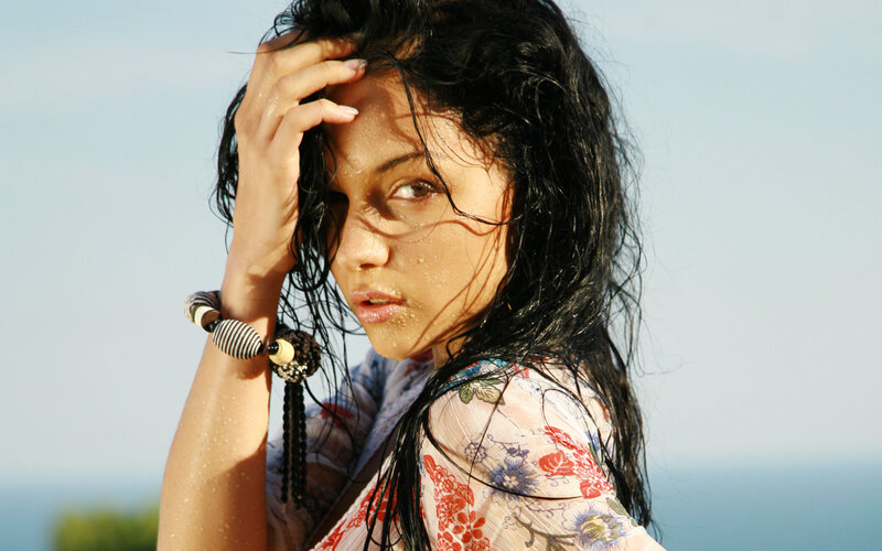 Woman with Wet Hair — Blue, Serene, Afternoon, Photograph, Wet Hair