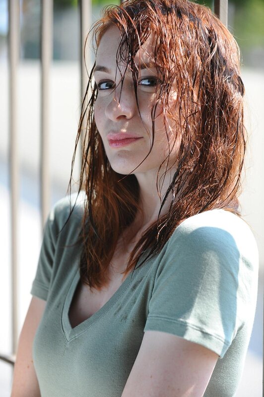 Woman with Wet Hair — Green, Natural, Afternoon