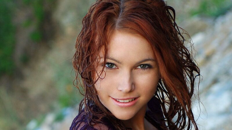 woman with wet red hair