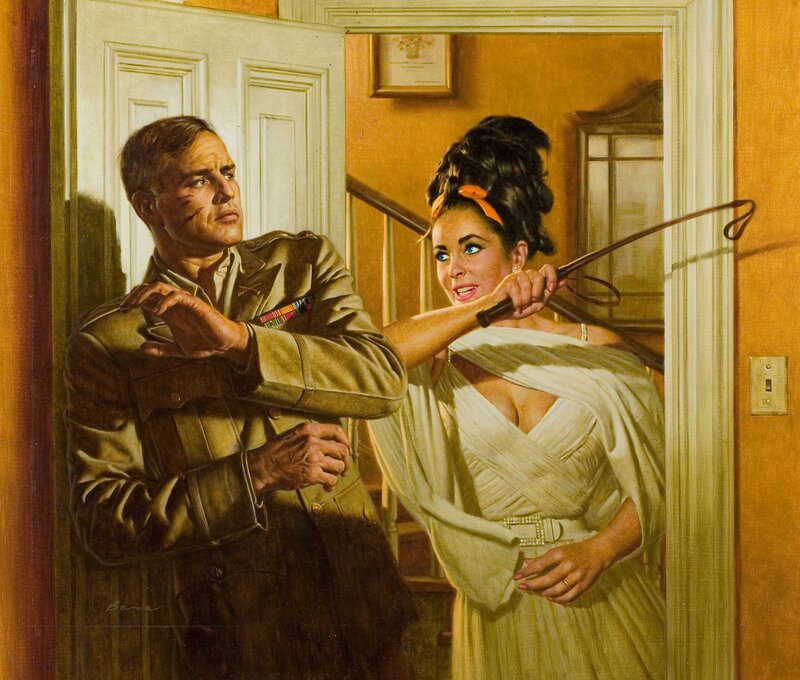 Woman with whip confronts soldier