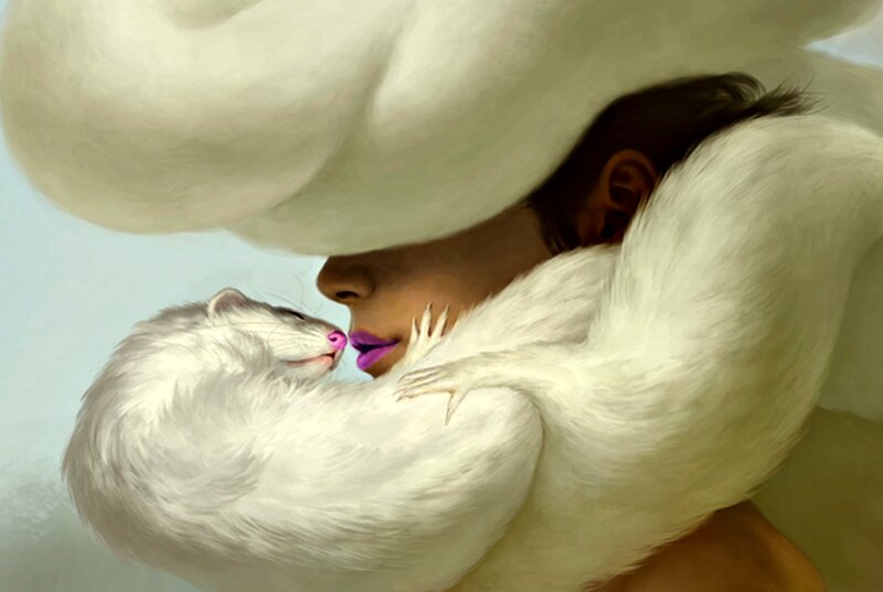Woman with White Animal