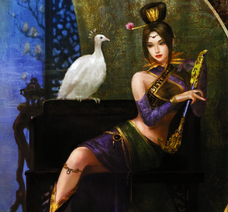 Woman with White Bird — Purple, Dramatic