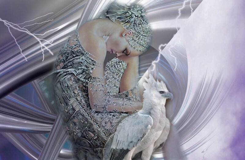 Woman with White Bird — Silver