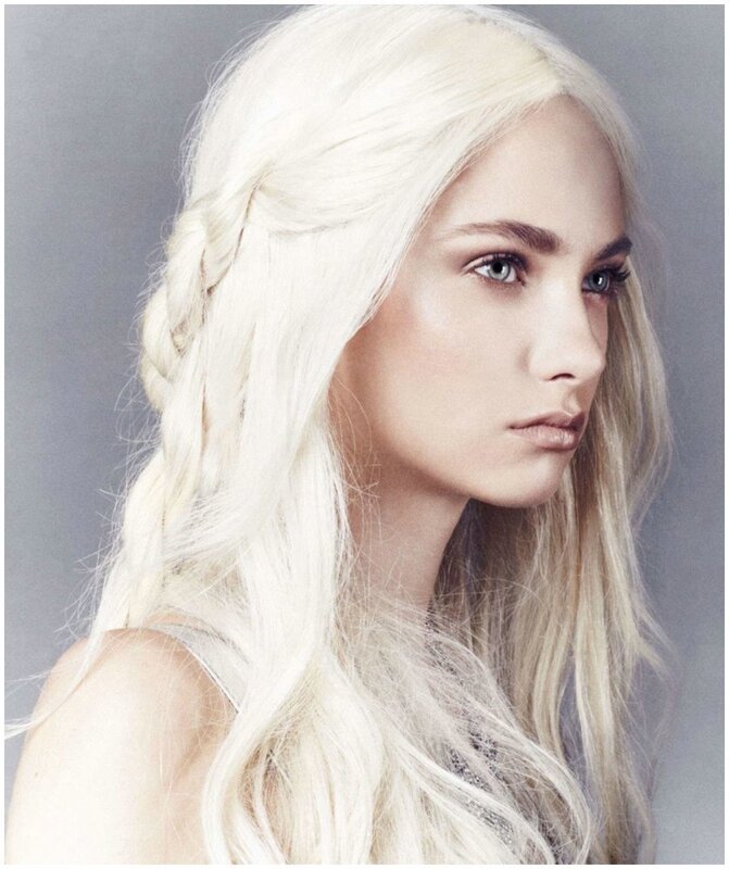 woman with white braided hair